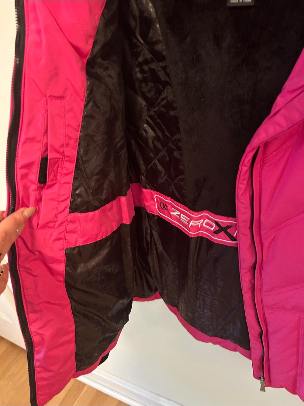 ZeroXposur Hot Pink and Black Hooded Puffer Coat - Picture 3 of 5
